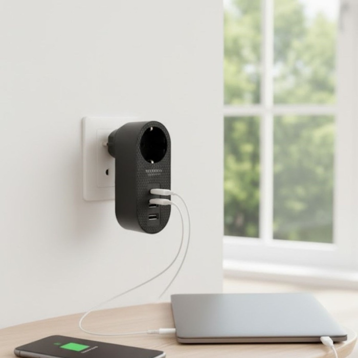 ® Yeni Ürün 2 USB,1 TYPE-C Girişli 1li Çocuk Korumalı,Isıya Karşı Dayanıklı 2500Watt Termal Akım Korumalı Priz