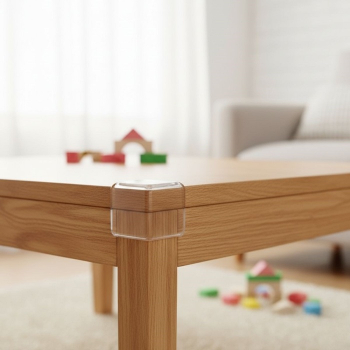 ® Yeni Ürün 4 Adet Kendiliğinden 3M Yapışkanlı Yumuşak ve Esnek Yapıda Sehpa,Masa,Dolap Köşe Koruyucu Aparat