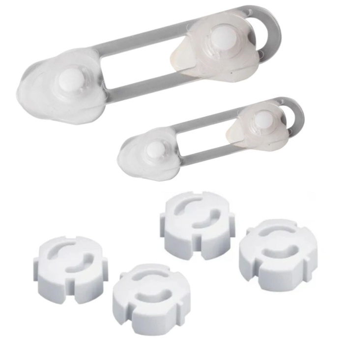 ® Yeni Ürün 6 Parça Çocuk Güvenlik 3lü Seti-2 Boy Çekmece,Dolap Kilidi ve 4 Adet Priz İçi Güvenlik Düğmesi