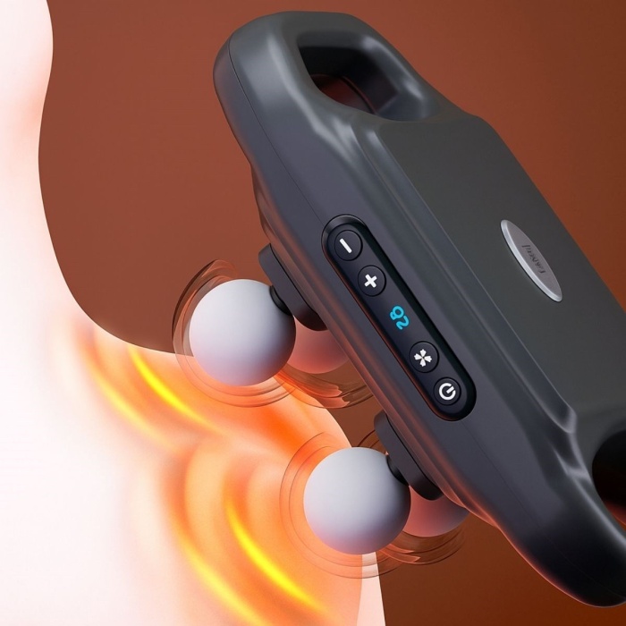 ® Yeni Ürün 4 Başlıklı Masaj Tabancası12W Derin Doku & Kas Ağrısı Giderici, 20 Seviye & 6 ModSiyah