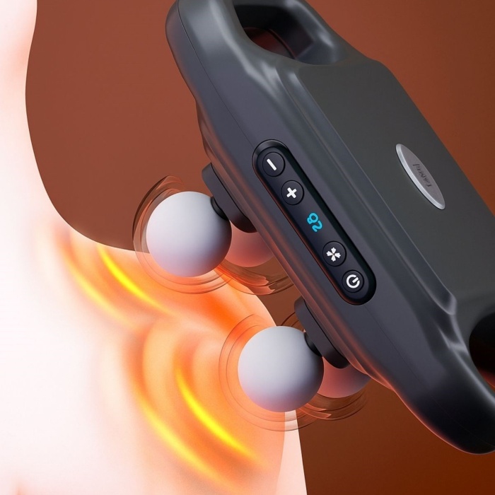 ® Yeni Ürün 4 Başlıklı Masaj Tabancası12W Derin Doku & Kas Ağrısı Giderici, 20 Seviye & 6 ModSiyah