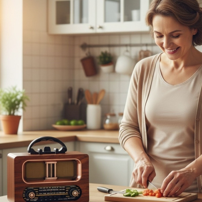 ® Yeni Ürün Büyük Boy Retro, Nostaljik, Ahşap Tasarım Bluetooth Hoparlörlü, Şarjlı, Taşınabilir FM/AM Destekli Radyo NS-6635