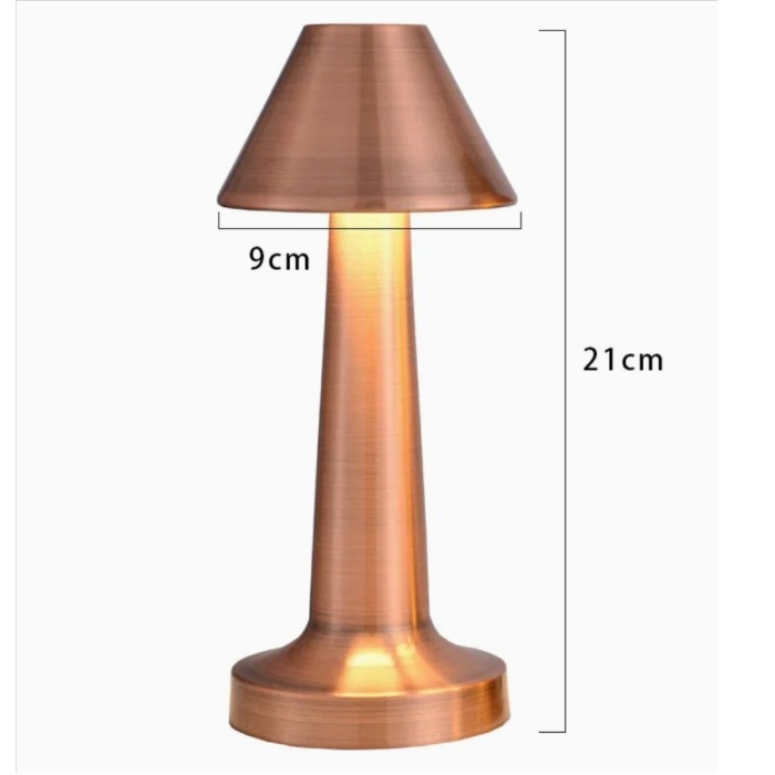 ® Yeni Ürün Çatı Model Bronz Renk Şarjlı Dokunmatik 3 Renkli LED Masa Lambası