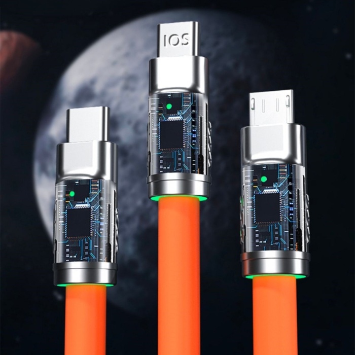 ® Yeni Ürün  3 Şarj Aleti 1 Arada Çinko Alaşım Hızlı Şarj Kablosu Turuncu