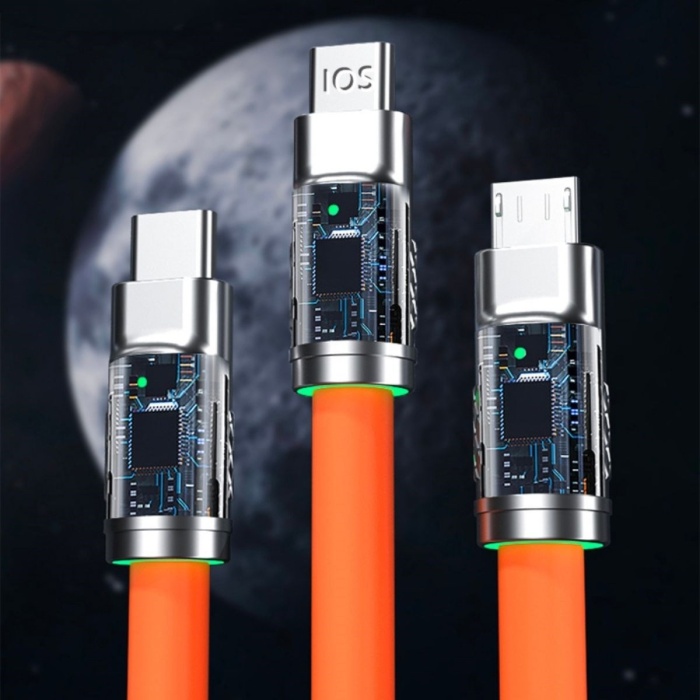 ® Yeni Ürün  3 Şarj Aleti 1 Arada Çinko Alaşım Hızlı Şarj Kablosu Turuncu