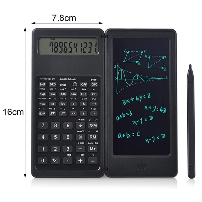 ® Yeni Ürün Silinebilir LCD Yazı Tabletli,Kalemli Katlanabilir Bilimsel Hesap Makinesi