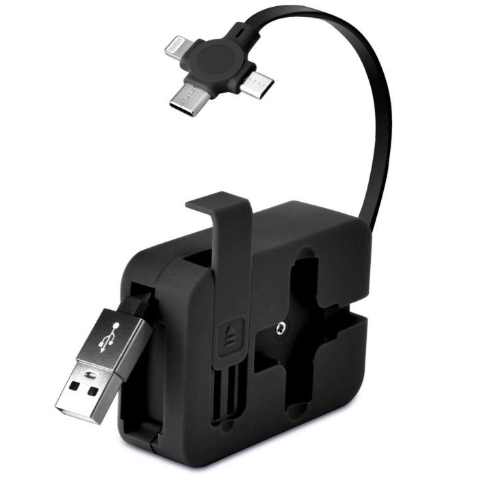 ® Yeni Ürün Cep Tipi Telefon Tutuculu Makaralı Uzayıp Kısalabilen 3ü 1 Arada USB Şarj Kablosu