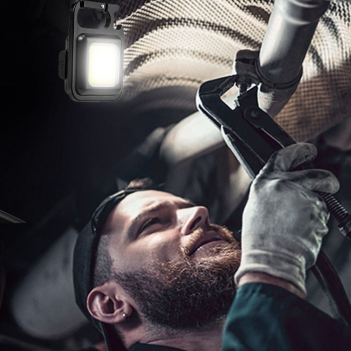 BUFFER® Anahtarlıklı, Açacaklı,Güçlü Mıknatıslı 3 Farklı Led Modlu Mini Boy Asılabilen Led Kamp Aydınlatması,El Feneri