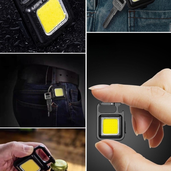 BUFFER® Anahtarlıklı, Açacaklı,Güçlü Mıknatıslı 3 Farklı Led Modlu Mini Boy Asılabilen Led Kamp Aydınlatması,El Feneri