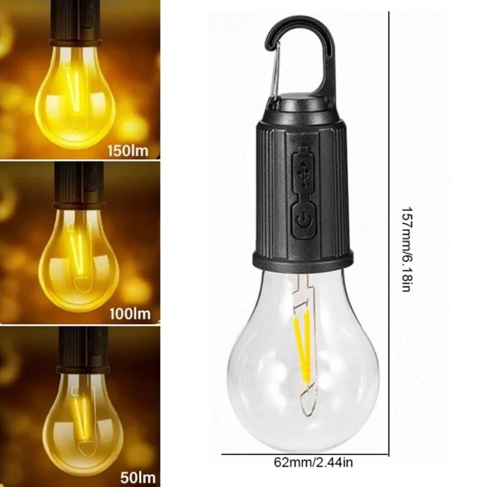 ® Yeni Ürün Şarj Olabilen 3 Farklı Mod LEDli Kendiliğinden Asma Kancalı Kamp,Dış Cephe Lambası