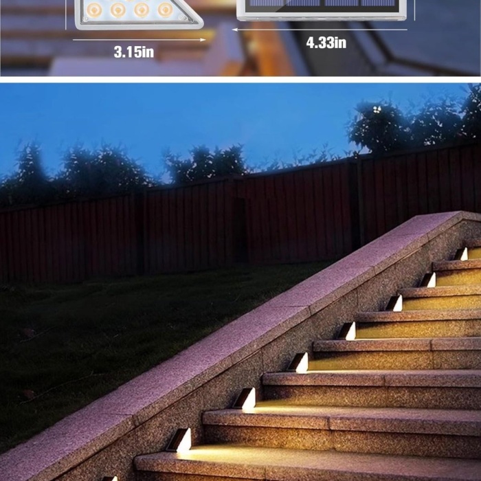 ® Yeni Ürün 8 Adet Üçgen  Güneş Enerjisi ile Şarj Olan Dış Mekan Solar Basamak Köşe Lambası