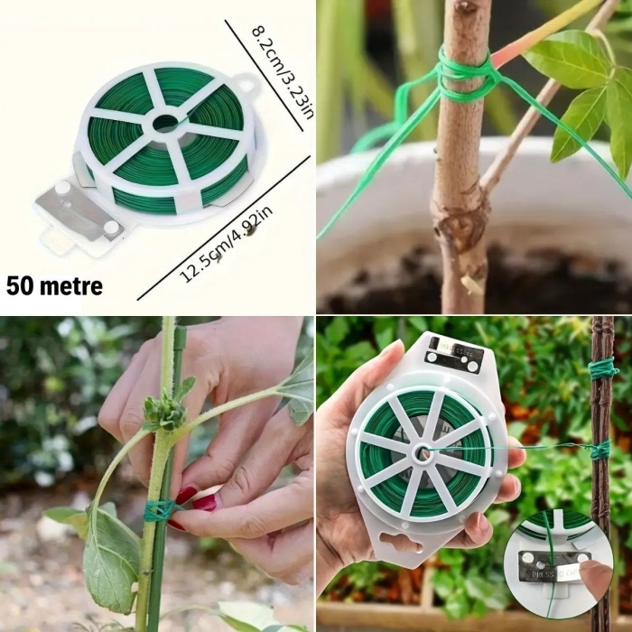 ® Yeni Ürün 50 Metre Kendiliğinden Kesici Bıçaklı Bitki Saksı Kablo Sabitleme Teli