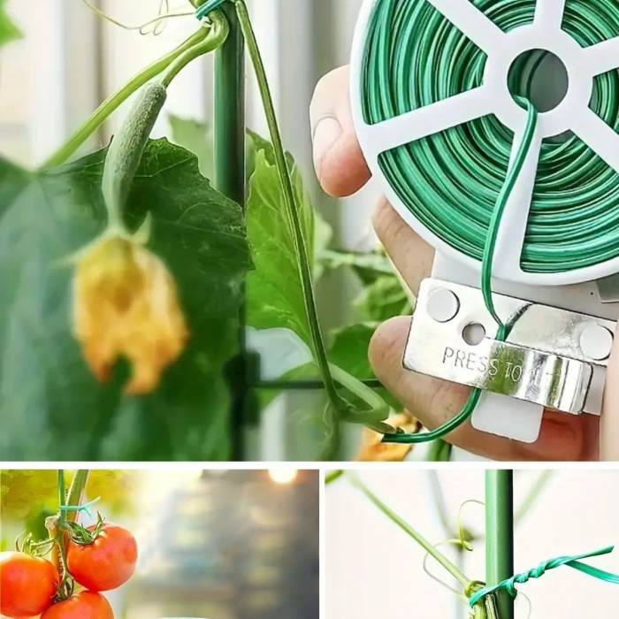 ® Yeni Ürün 50 Metre Kendiliğinden Kesici Bıçaklı Bitki Saksı Kablo Sabitleme Teli