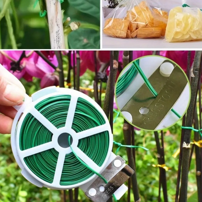 ® Yeni Ürün 50 Metre Kendiliğinden Kesici Bıçaklı Bitki Saksı Kablo Sabitleme Teli