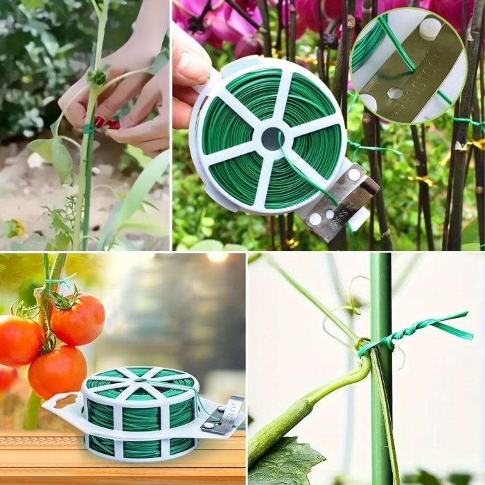 ® Yeni Ürün 50 Metre Kendiliğinden Kesici Bıçaklı Bitki Saksı Kablo Sabitleme Teli