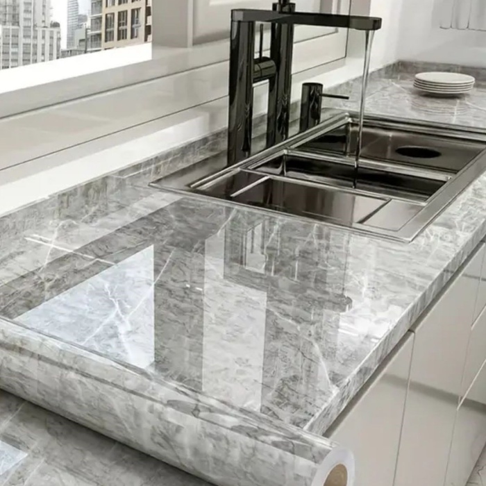 BUFFER® Mermer Desenli Sticker Folyo Atina Grisi 60CM*5MT