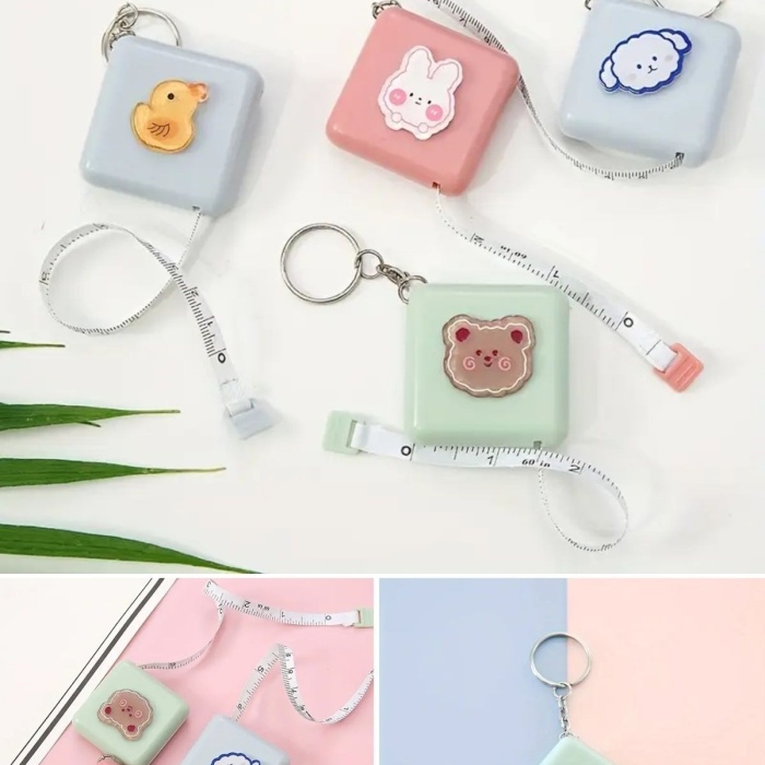 ® Yeni Ürün Sevimli Yumuşak Stickerli 150 cm Uzunluğunda Pratik Taşınabilir Çanta Boy Anahtarlıklı Mezura