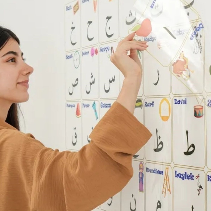 ® Yeni Ürün 70x100 cm Statik Kağıt Elif-Ba Öğrenme Tahtası