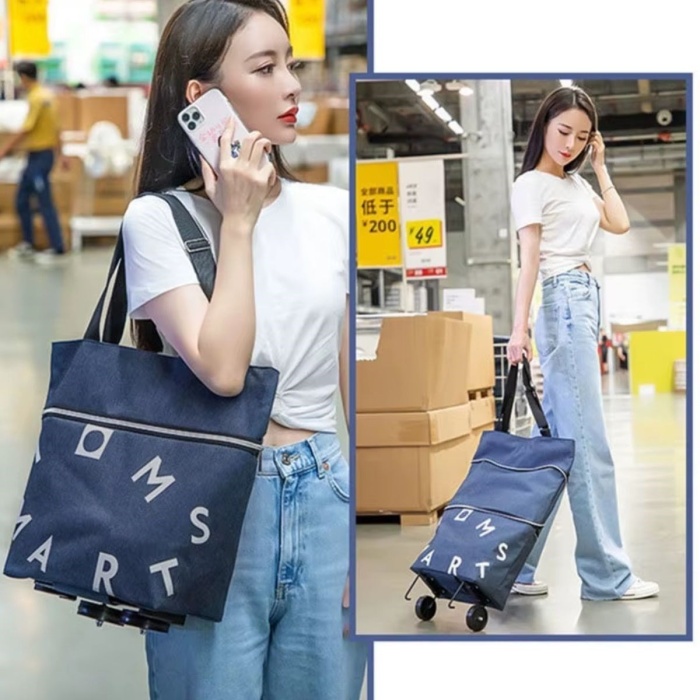 BUFFER® Katlanabilir Tekerlekli Market Çantası,Çok Amaçlı Pazar Arabası,Portatif Alışveriş Bez Torbası