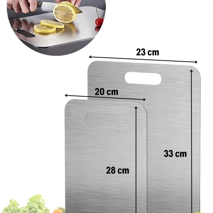 ® Yeni Ürün 2 Boy Paslanmaz Çelik Leke Tutmaz,Kırılmaz,Antibakteriyel,Elde ve Bulaşık Makinesinde Yıkanabilen Meyve,Sebze,Et,Tavuk Kesim Panosu