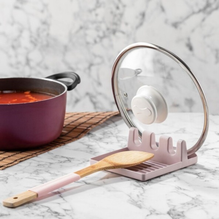 ® Yeni Ürün Tencere Kapak Tutuculu Kaşıklıklı Tencere Kapak Standı Pratik Kaşık Kepçe Altlık Düzenleyici