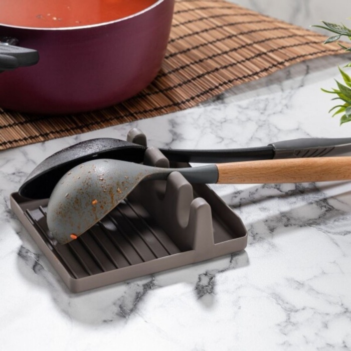 ® Yeni Ürün Tencere Kapak Tutuculu Kaşıklıklı Tencere Kapak Standı Pratik Kaşık Kepçe Altlık Düzenleyici