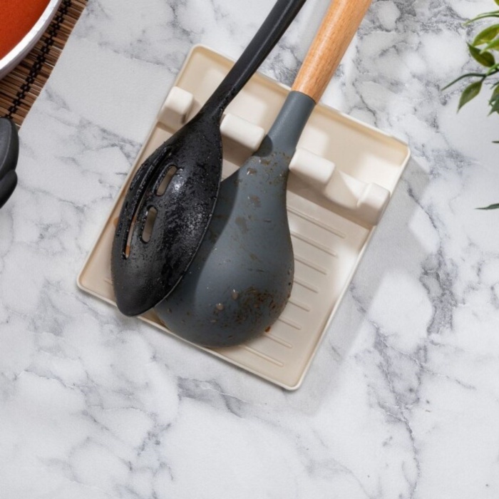 ® Yeni Ürün Tencere Kapak Tutuculu Kaşıklıklı Tencere Kapak Standı Pratik Kaşık Kepçe Altlık Düzenleyici