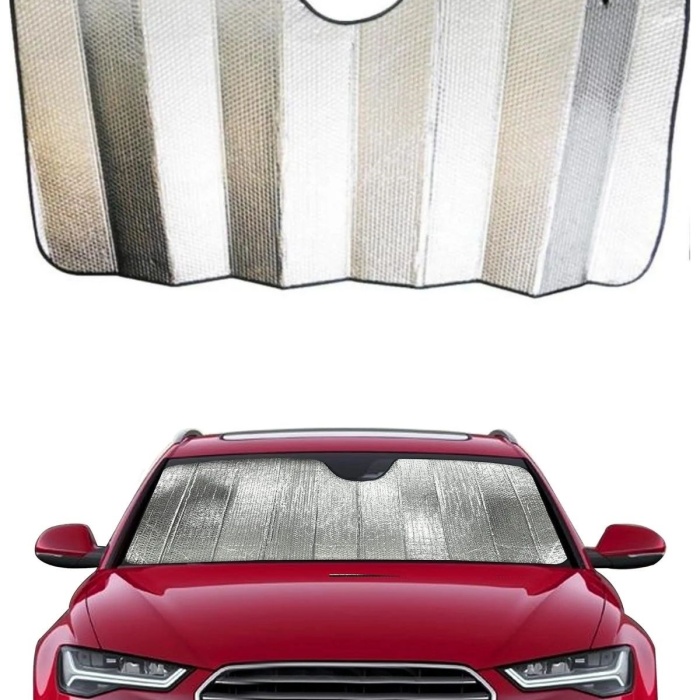 ® Yeni Ürün 120*55 cm Ambalajlı Vantuzlu Araç İçi Ön Cam Perdesi Katlanabilir Güneşlik