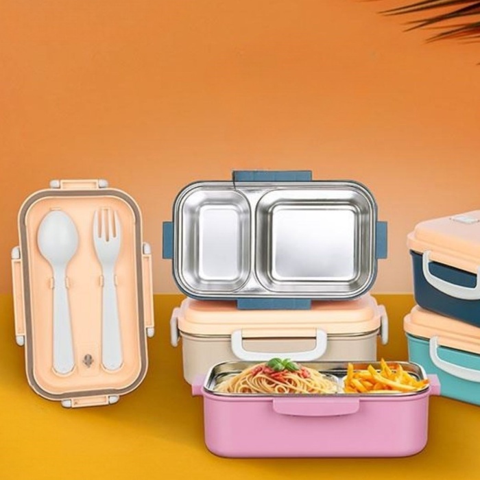 ® Yeni Ürün 2 Bölmeli 150-300 Ml Paslanmaz Çelik Yemek Kabı Beslenme Kabı Yiyecek Saklama Kabı