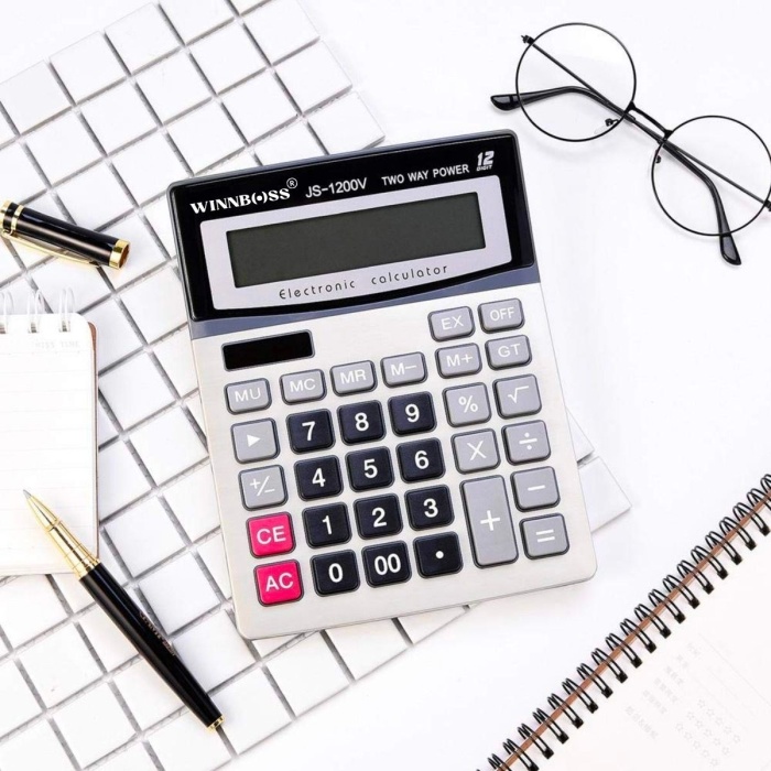 ® Yeni Ürün 12 Haneli Geniş LCD Ekran, Pilli Büyük Düğmeli Hesap Makinesi