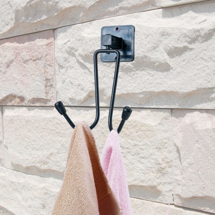 ® Yeni Ürün Kendiliğinden Yapışkanlı Siyah Paslanmaz Metal Bornoz ve Havlu Askılığı