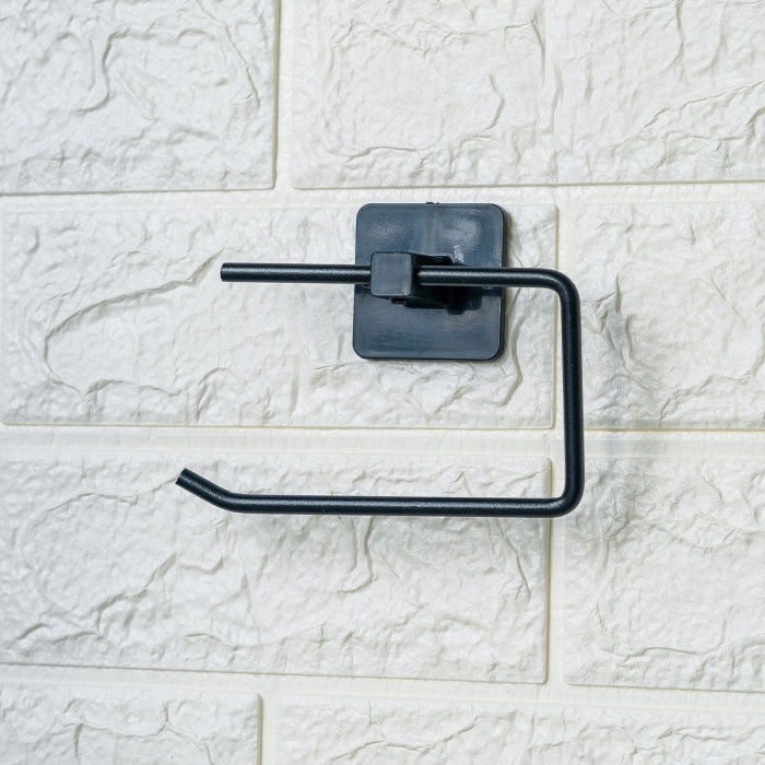 ® Yeni Ürün Kendiliğinden Yapışkanlı Siyah Paslanmaz Metal Kapaksız Tuvalet Kağıtlığı Aparatı