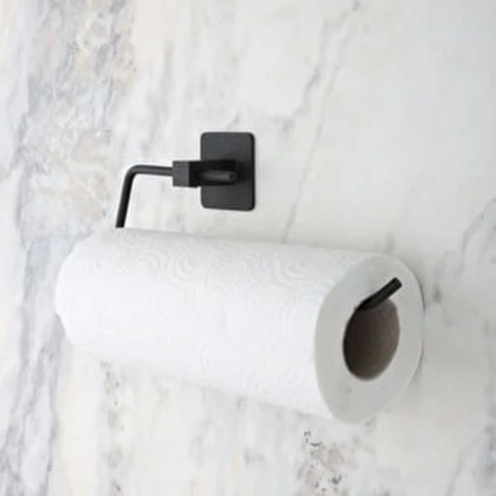 ® Yeni Ürün Kendiliğinden Yapışkanlı Siyah Paslanmaz Metal Rulo Havluluk Aparat