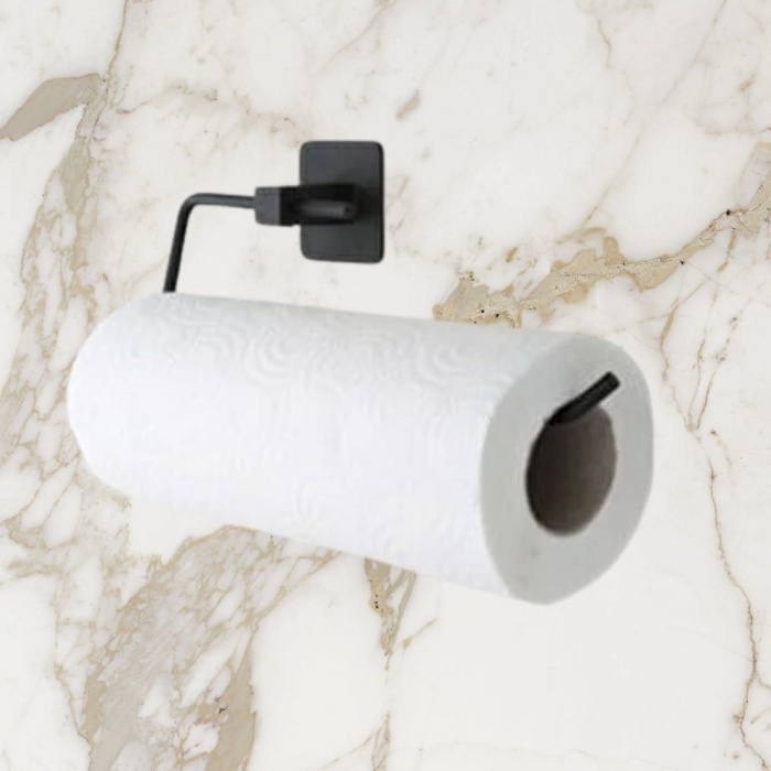 ® Yeni Ürün Kendiliğinden Yapışkanlı Siyah Paslanmaz Metal Rulo Havluluk Aparat