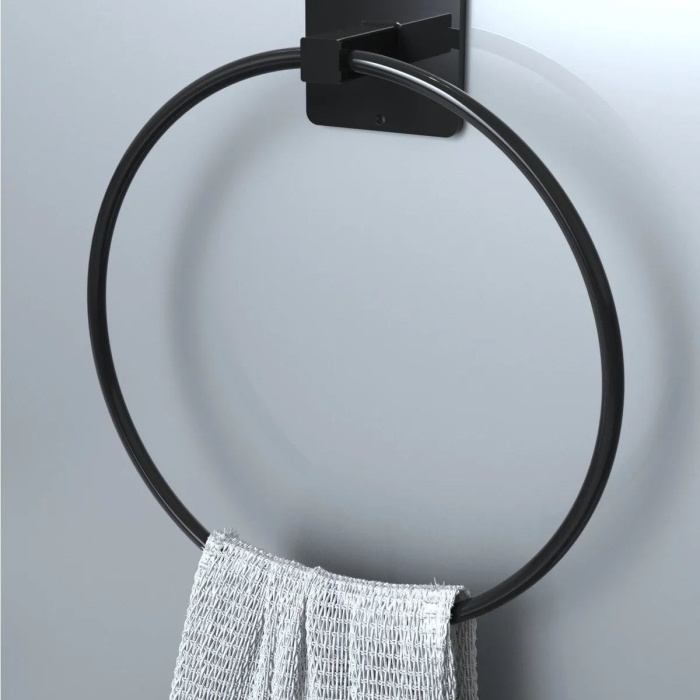 ® Yeni Ürün Kendiliğinden Yapışkanlı Siyah Paslanmaz Metal Yuvarlak Havluluk