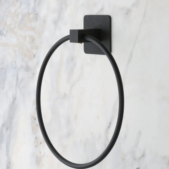 ® Yeni Ürün Kendiliğinden Yapışkanlı Siyah Paslanmaz Metal Yuvarlak Havluluk