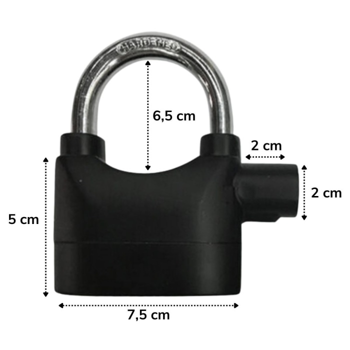 ® Yeni Ürün Desibel Siyah Alarmlı Çok Fonksiyonlu Ekstra Güvenlikli Kare Asma Dolap Kilidi