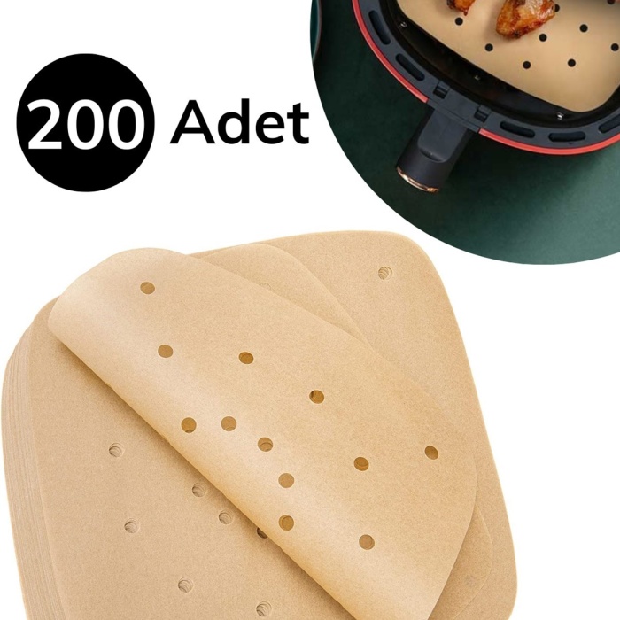 ® Yeni Ürün 200 Adet Air Fryer Pişirme Kağıdı Tek Kullanımlık Pişirme Kağıdı Delikli Kare Model