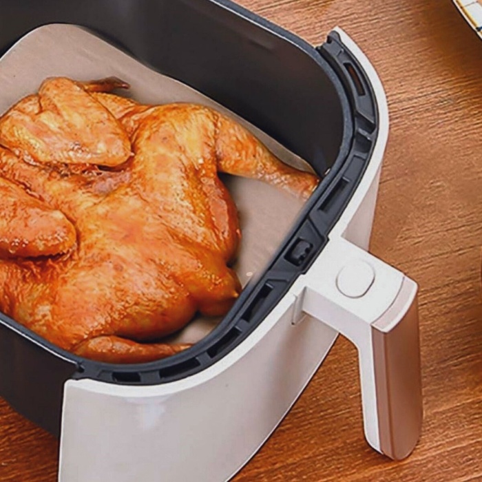 ® Yeni Ürün 100 Adet Air Fryer Pişirme Kağıdı Tek Kullanımlık Yağ Su Geçirmez Yapışmaz Deliksiz Düz Kare Model