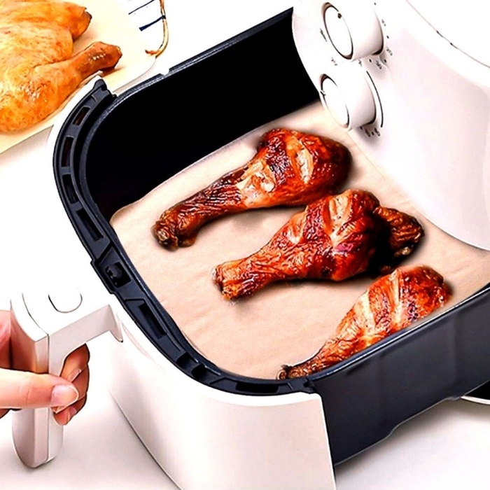 ® Yeni Ürün 100 Adet Air Fryer Pişirme Kağıdı Tek Kullanımlık Yağ Su Geçirmez Yapışmaz Deliksiz Düz Kare Model