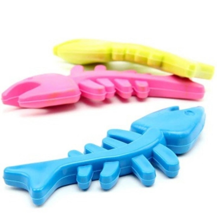 ® Yeni Ürün Balık Kemiği İskelet Şekilli Renkli Plastik Kedi Oyuncağı