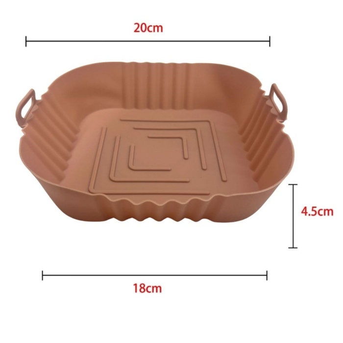 ® Yeni Ürün Renkli Isıya Dayanıklı Yıkanılabilir Silikon Fırın Ve Airfryer Kare Model Pişirme Matı 20 Cm