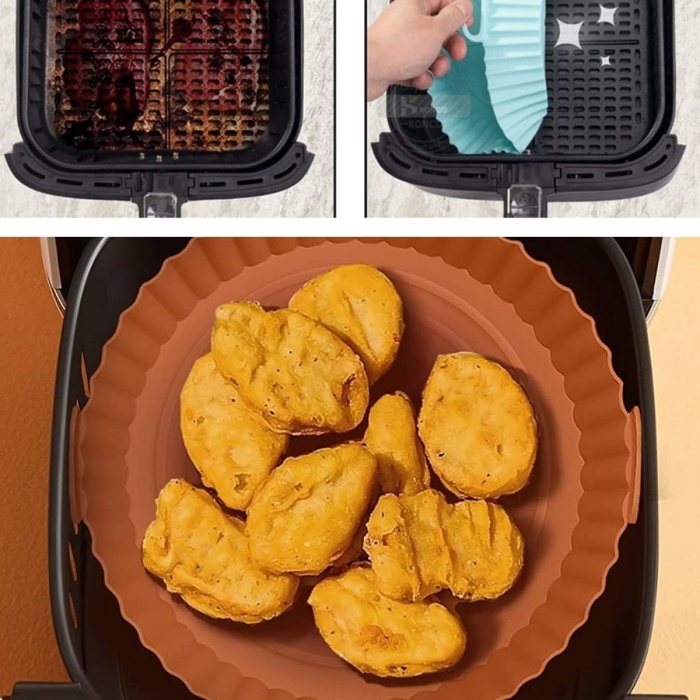 ® Yeni Ürün Renkli Isıya Dayanıklı Yıkanılabilir Silikon Fırın Ve Airfryer Yuvarlak Model Pişirme Matı 20 Cm