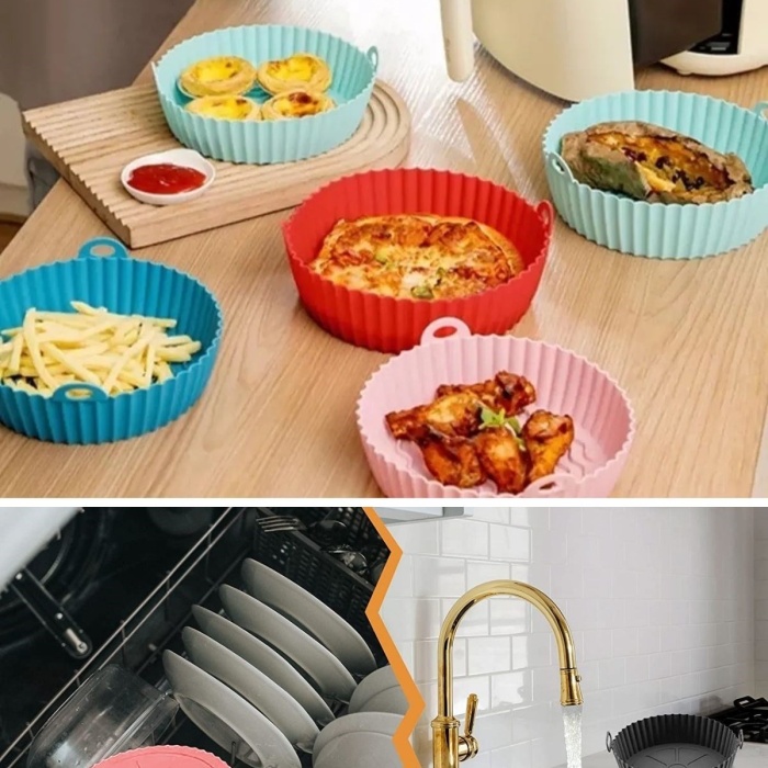 ® Yeni Ürün Renkli Isıya Dayanıklı Yıkanılabilir Silikon Fırın Ve Airfryer Yuvarlak Model Pişirme Matı 20 Cm