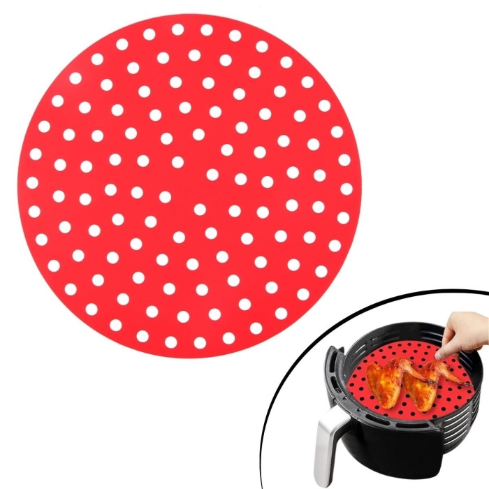® Yeni Ürün Renkli Isıya Dayanıklı Yıkanılabilir Silikon Fırın Ve Airfryer Yuvarlak Pişirme Matı 23 Cm