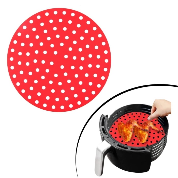 ® Yeni Ürün Siyah Isıya Dayanıklı Yıkanılabilir Silikon Fırın Ve Airfryer Yuvarlak Model Pişirme Matı 20 Cm