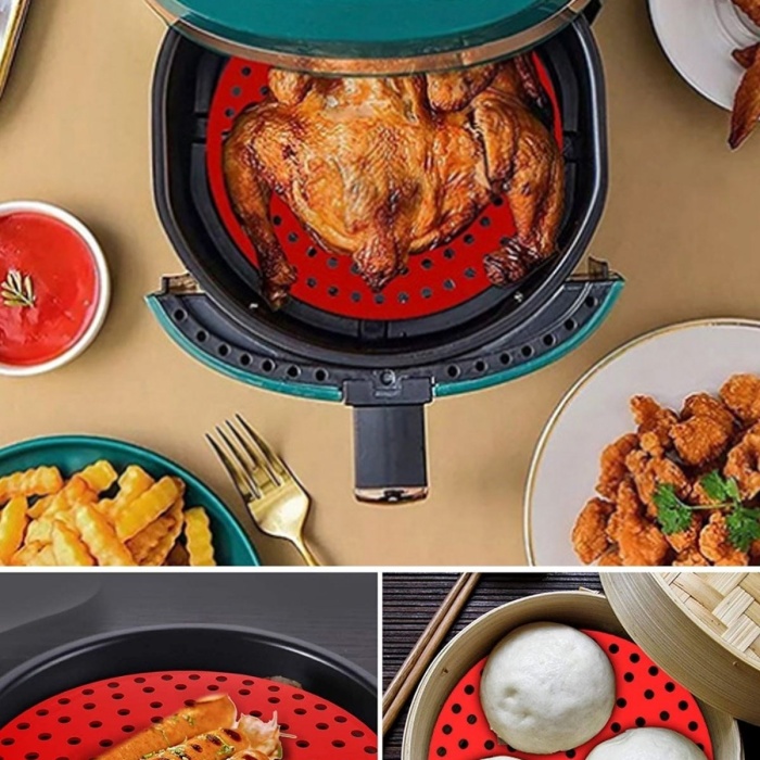 ® Yeni Ürün Siyah Isıya Dayanıklı Yıkanılabilir Silikon Fırın Ve Airfryer Yuvarlak Model Pişirme Matı 20 Cm