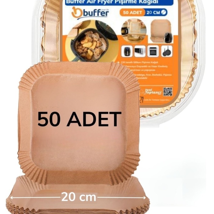 ® Yeni Ürün 50 Adet Air Fryer Pişirme Kağıdı Tek Kullanımlık Yağ Geçirmez Yapışmaz Kare Tabak Model PVC