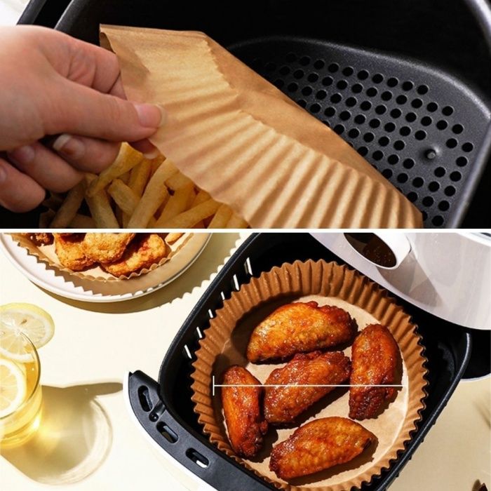 ® Yeni Ürün 50 Adet Air Fryer Pişirme Kağıdı Tek Kullanımlık Hava Fritöz Yağ Geçirmez Yapışmaz Tabak Model