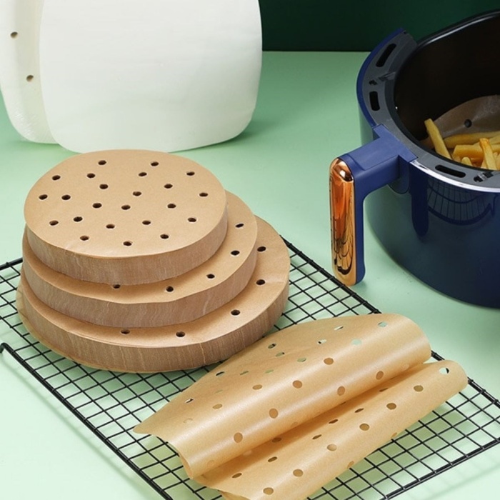 ® Yeni Ürün 50 Adet Air Fryer Pişirme Kağıdı Tek Kullanımlık Gıda Pişirme Kağıdı Delikli Yuvarlak Model